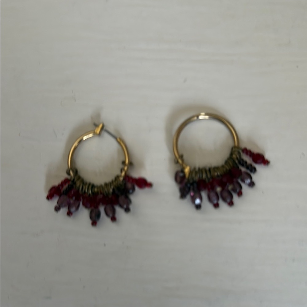 Bohemian Gold and Red Cascading Earrings